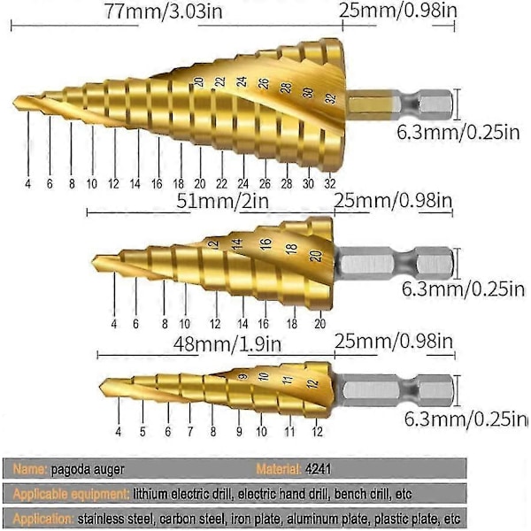 Stegborr Metallbit Metallplatta C-bit Med Sexkantsskaft Skaft Punch 4st Stål Stegborr