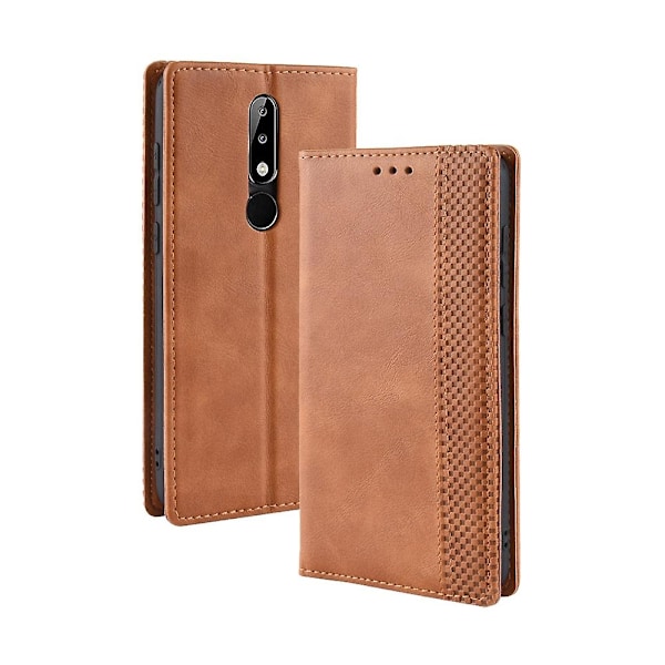 Retro Style Läder Auto-absorberad Plånboksfodral för Nokia 5.1 Plus/X5