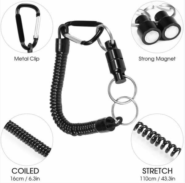 Pakke Magnetisk Spiralformet Tråd Landing Net Connector til Fluestivning, Model: Sort