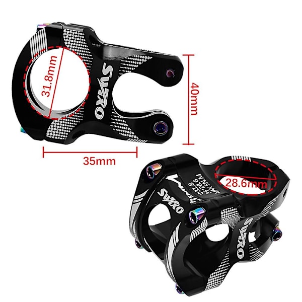 31,8 mm styrstam 35 mm cykelstyrstam Wake Mountain Bike styrstam kort styrstam för de flesta cyklar, racercyklar, lila