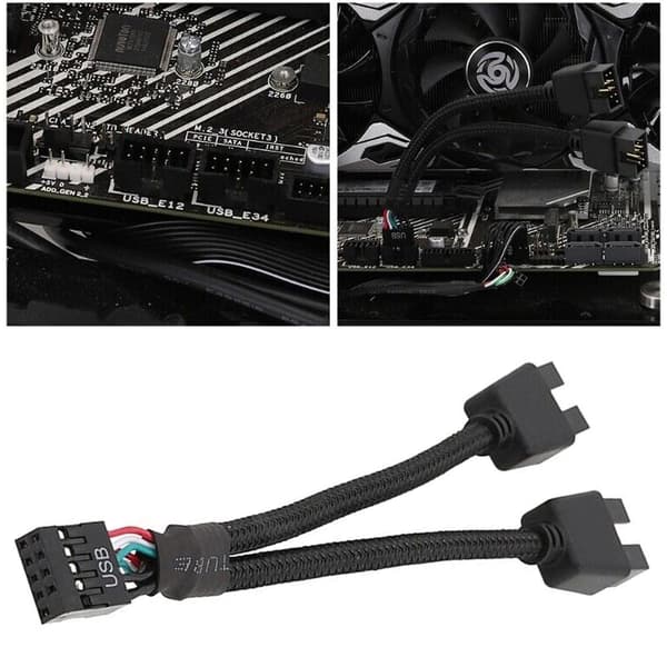 Hovedkort USB 2.0 9-pin Header 1 til 2 Utvidelseshub Splitter Adapter Konverter