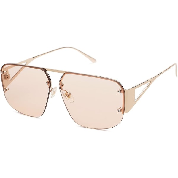 Trendy Aviator Solbriller for Menn og Kvinner Retro Metall Rammende Solbriller Lentes De Sol Para Mujer SJ1192-(Brun)