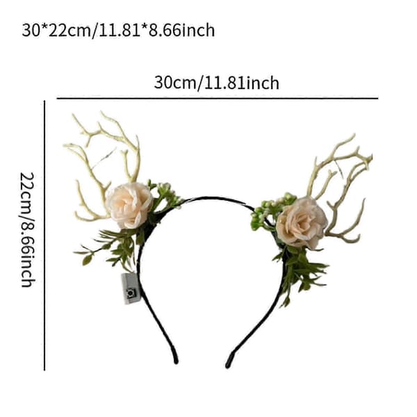 Lysende LED Hjortegevir Blomster Hodebånd med 3 Lysmoduser Rekvisitter Kostyme