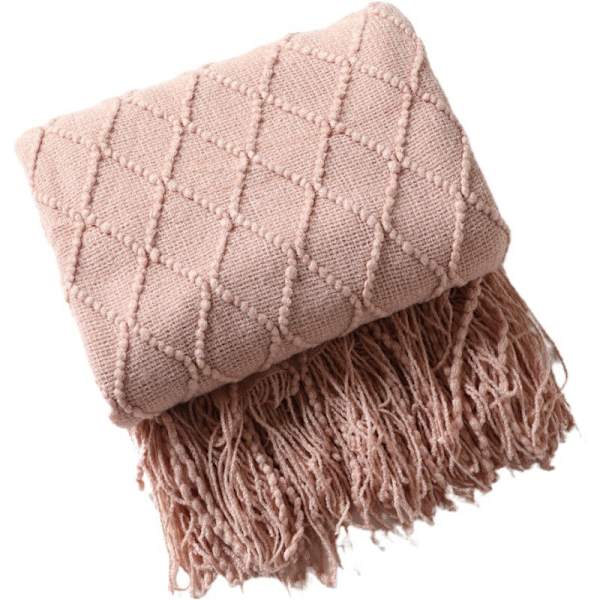 Strikket tæppe filt - 127*152cm - rosa