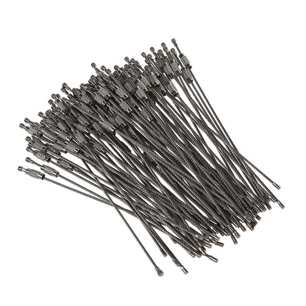 100 stk. Rustfrit Stål Skrue Låsende Wire Nøglering Kabel Nøgleringe Udendørs Tilbehør