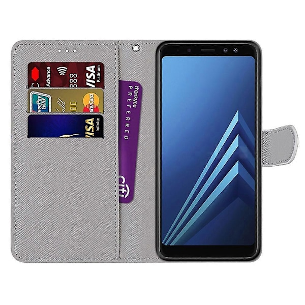 For Samsung Galaxy A8 2018 Farget Tegning Kryss Tekstur Horisontal Flip PU Lærveske med Holder & Kortspor & Lommebok & Lanyard