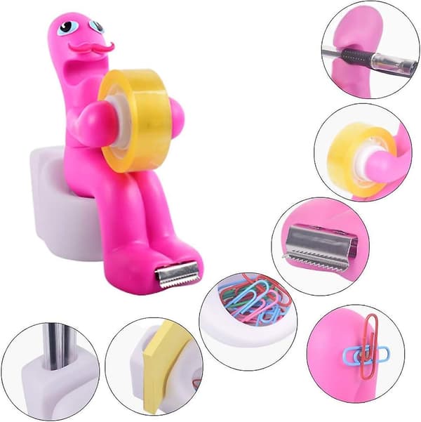 Kontortilbehør med teipdispenser, binders, post-it-lapper, skrivebordsorganisator