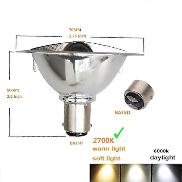2X LED Ar70 Reflectorlampa 3W 12V BA15D 2700K Spotljus 25W Halogen
