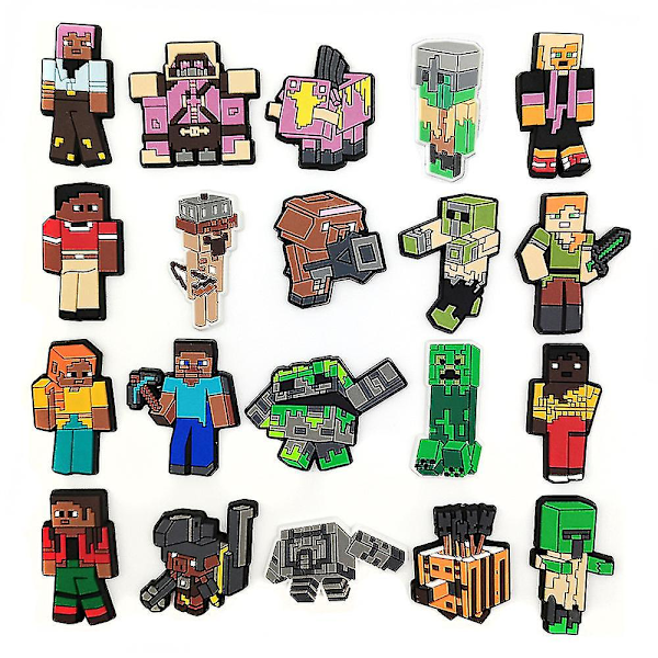 20 stk Minecraft Sko Charms Sko Dekoration Til DIY Croc Clog Sandaler Armbånd Håndledsband Dekoration Fest Favoritter Gaver