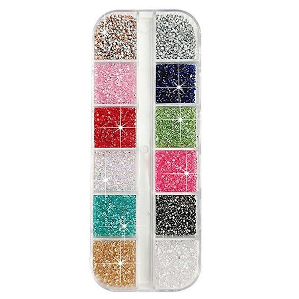 1,2 mm Mini Kristaller Micro Pixie Nagel Strass DIY Kristall Ädelstenar Stenar Glas Sand Strass för Hem Skönhetssalong Nageldekorationer (Blandat Chic