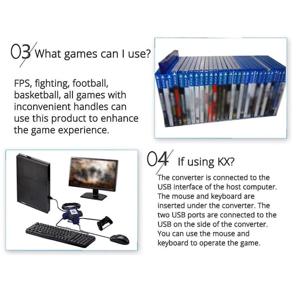 Näppäimistöhiiri-sovitinohjainmuunninsovitin Switchille/PS4/PS4 Pro/PS4