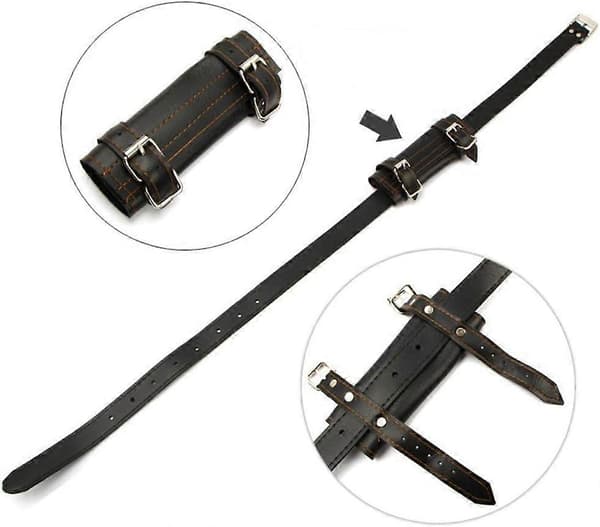 Katana-pidike, katana-miekkateline vyöllä, nahkaa, musta