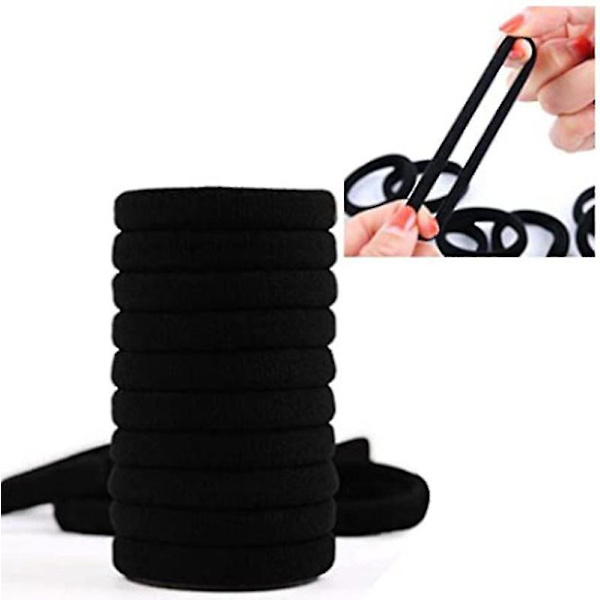 100 stk. Hår Elastikker Sort, Hår Elastikker Sort Blød Elastisk Hår Bobbles F