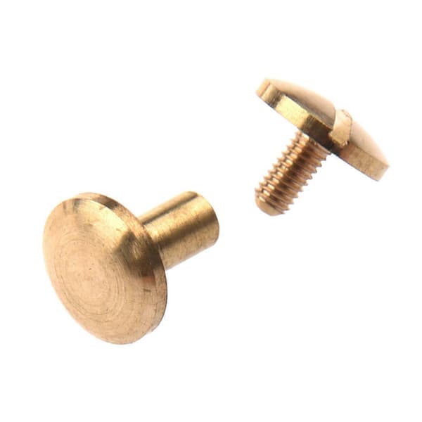 10x Arc Solid Messing Knapp Stud Skrue Spiker Skrue bak Lærbelte 8mm