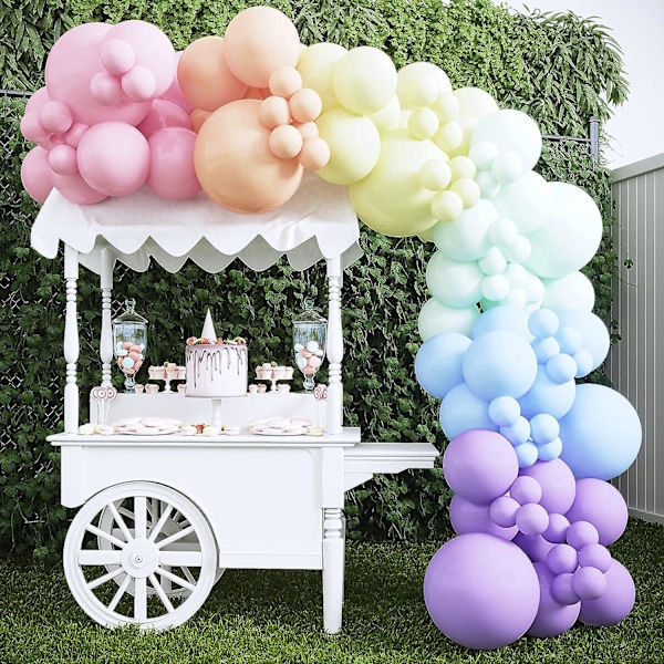 Pastel Regnbue Ballonbue Kit - 140 stk Assorterede Farvede Ballon Girlander, Farverige Fiesta, Karneval, Cirkus Latex Balloner | Perfekt Baby Pige Fødselsdag