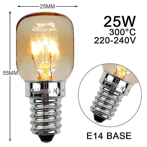 Premium-jääkaappi/pakastinlamput E14-kierteellä, 25W 240V volframi (2 kpl)