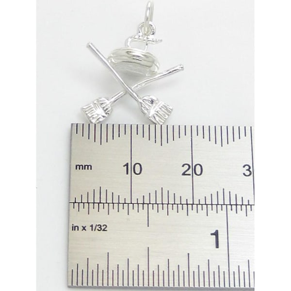 Curlingsten og børster Sterling Sølv Charm .925 X 1 Charms - 4623
