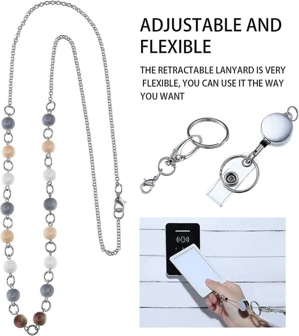 3 stk. ID-Badge Lanyard Halskæde med ID-Holder Klips Rustfrit
