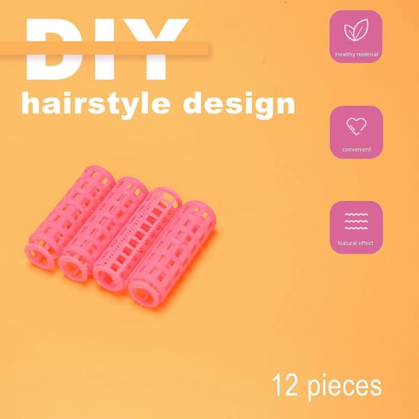 12 stk Rosa Plast DIY Hårstyling Rullekrøllere Klips