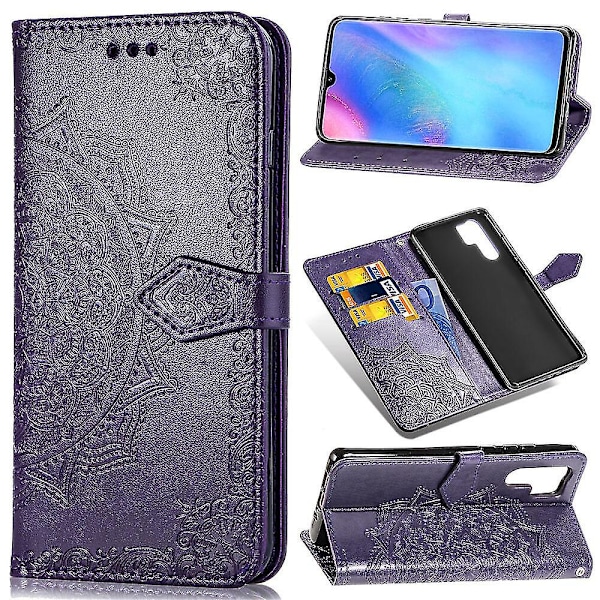 Nytt fodral kompatibelt med Huawei P30 Pro Cover Läder Plånboksfodral Präglad Mandala Magnetiskt Flip-skydd Stöttåligt - Violett