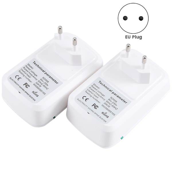 2 stk 90v-250v Stop Watt Energibesparende Enhet Strømsparende Enhet For Hjem Kontor Marked Med EU-Plugg