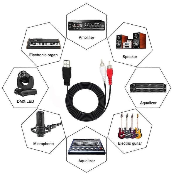 USB 2.0 Han til 2RCA Han Lyd Video Kabel Adapter Til TV/PC Ekstra Konverter