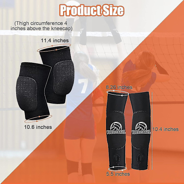 Volleyball knäskydd och volleyboll arm sleeves, volleyboll tillbehör utrustning med högt skydd pad volleyboll knäskydd tumhål arm sleeves för kvinnor män