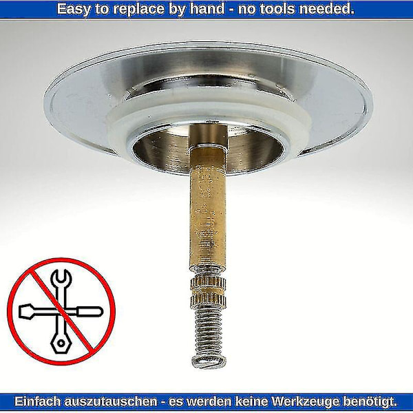 70mm Badekarpropp, Med Dobbel Tetning, Høydejusterbar, Universell Badekarpropp, Vaskesluk, Herdet Messing Med Kromfinish, Lo-ron Rustfri Badekaravløp