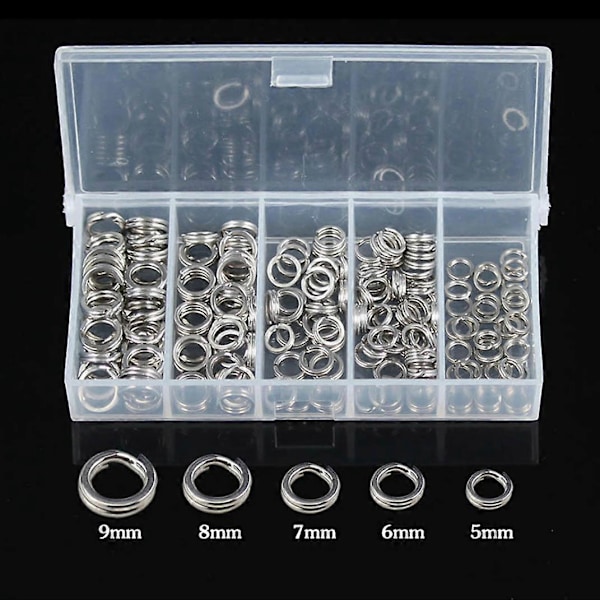 200st Rostfria Stål Fiske Splitringar Bete Drag Solid Loop Tackle Verktygssats