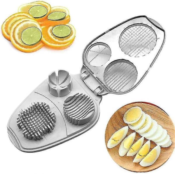 Eggkutter, 3-i-1, Rustfritt Stål, Manuell Eggkutter - Eggkutter For Hardkokte Egg