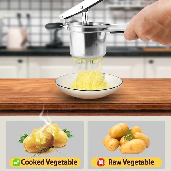 Potatispress, Spaghettiispress, Spätzlepress med 3 hålskivor, Potatisstöt