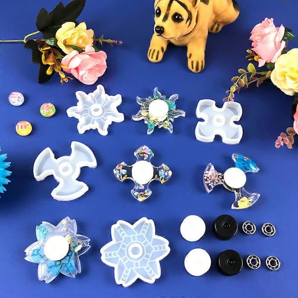4 stk. Angstlindrende Hånd Finger Fidget Spinner Leker Resin Mold Silikonform