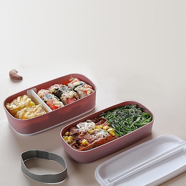 Mikrovågsugnssäker 2-lagers lunchbox med fack, läckagesäker Bento-box, isolerad matbehållare för lunch