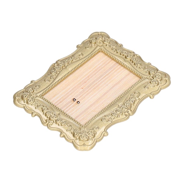 Dukkhus Foto Ram DIY 1:12 Miniatyr Dukkhus Ornament Tillbehör för Dukkhus Dekoration Guld