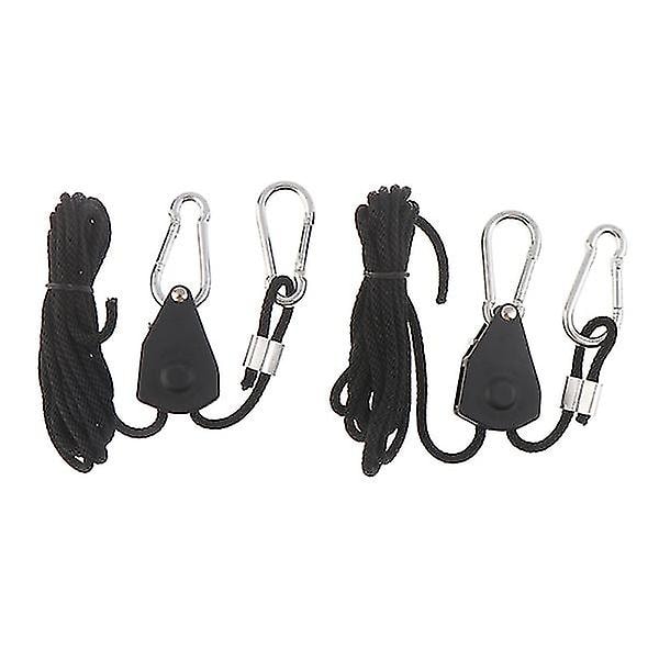 2 stk. 1/8\" Justerbare Grow Light Ratchet Rope Hængere til Grow Li Sort One Size