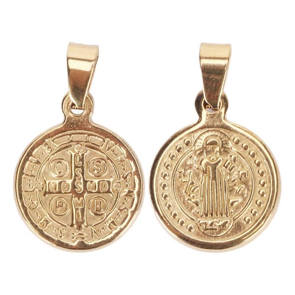 2 STK Saint Classic Rustfritt Stål Rund Rustsikker St Benedict Anheng Smykker for Menn Kvinner