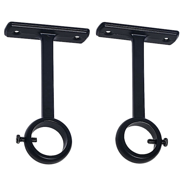 Takmonterade gardinstångsfästen, kraftiga takfästen för 2,5 cm gardinstångshållare (2-pack, svart)
