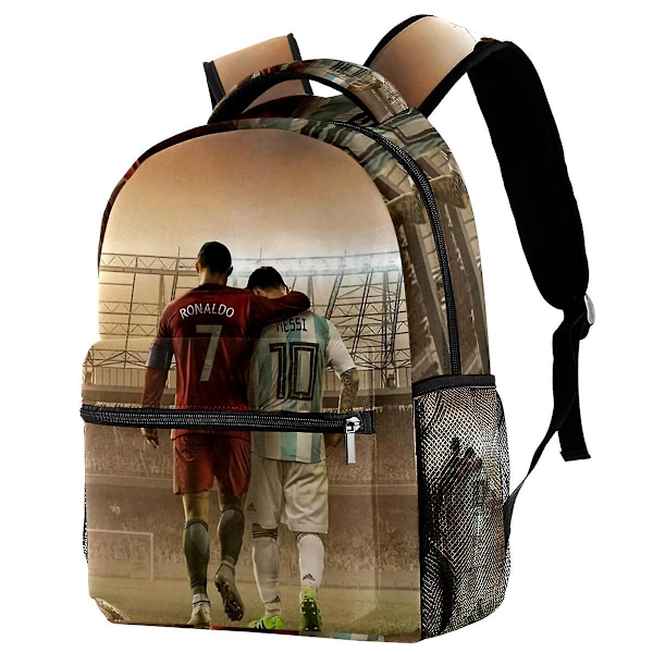 Football Stars Cristiano Ronaldo and Lionel Messi Printed The Student Boys Girls Kids Schoolbag Trip Business Travel Adults Backpack