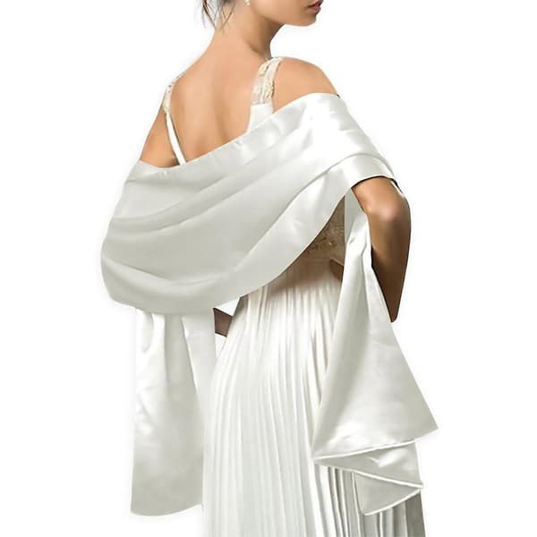 Satin Sjal Wrap för Kvinnor Kvällsfestklänning, Solid Extra Lång Bröllopssjal för Brud Brudtärna