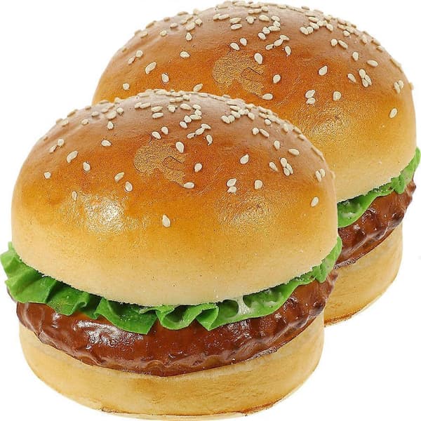 Simulerings Fake Burger Model 2 stk. Burger-formet Uddannelsesmodel til Klasseundervisning Lys Farve Dekoration
