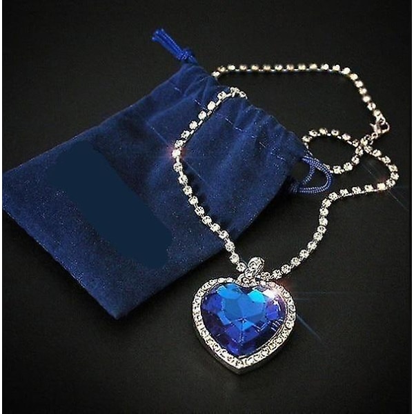 Blue Crystals Heart Love Shaped Necklaces Jewelry, Heart Of The Ocean Necklace From Titanic Crystal Pendant For Women Gift