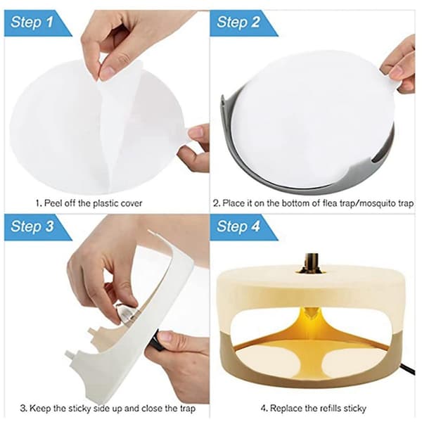 Loppefælde Refill Diske Erstatningslimplader 12-pak, 18 cm Passer til de fleste modeller Klæbrig Dome Loppe Væggelusfælder