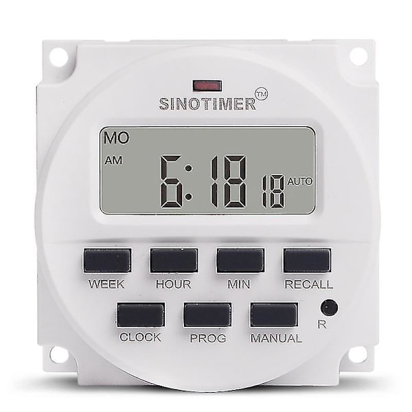 Sinotimer 15,98 tommer LCD Digital Timer 12V DC 7 Dage Programmerbar Tidskontakt TM618N-4 Maj.5