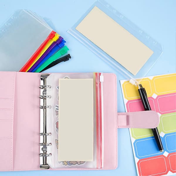 12 st A6-pärmfickor Transparent PVC 6-håls Pärmfickor Zip Folder Plast Pengar Budget Kuvert