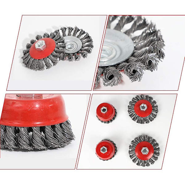 4-pack stålborste vinkelslip kink stålborste set