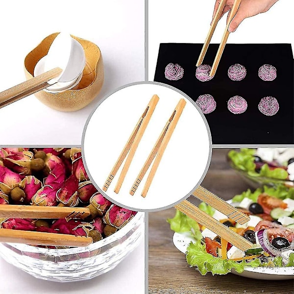 12 st Söt Tång Trä Toast Tång Bambus Köks Tång För Matlagning Te Redskap Socker Bambus Sallad Tång