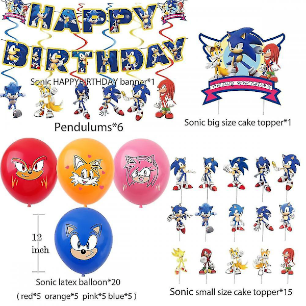 Födelsedagsfestdekorationer Inkluderar Happy Birthday Banner, Hängande Virvlar Dekorationer, Latexballonger, Tårtdekoration