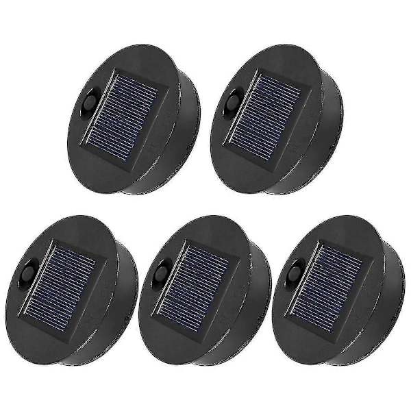 5-pack Ersättningsdelar för Solcellslampa (Övre Storlek 2,76 Tum, Nedre Storlek 2,36 Tum), 7 Varmt Vita LED Vattentäta