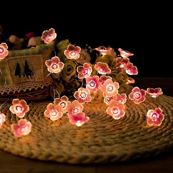 Blomsterguirlande 2,2m 20 LED Feelyselyng Dekoration Juletræstreng Feelyselyng Blomster Bryllup Julepynt
