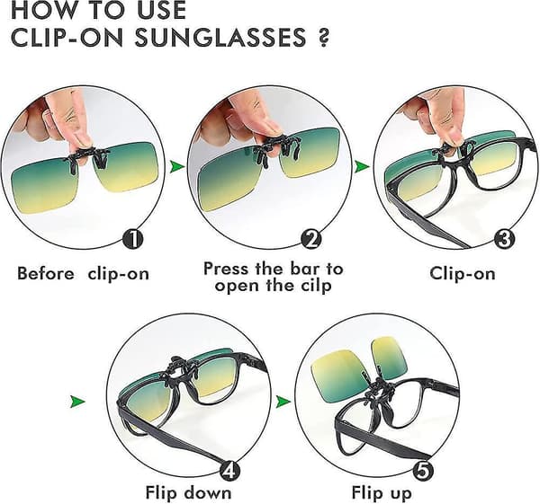 Klipp-på Solglasögon 4-pack, Polariserande Linser Passar Över Glasögon, Uppfällbara